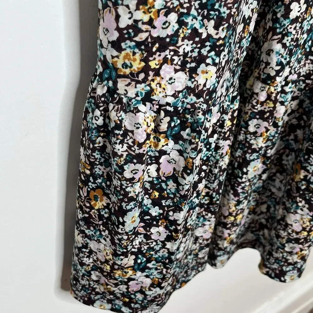 Torrid Floral Print Tiered Faux Wrap Dress Burgundy Womens 2X Wedding Guest